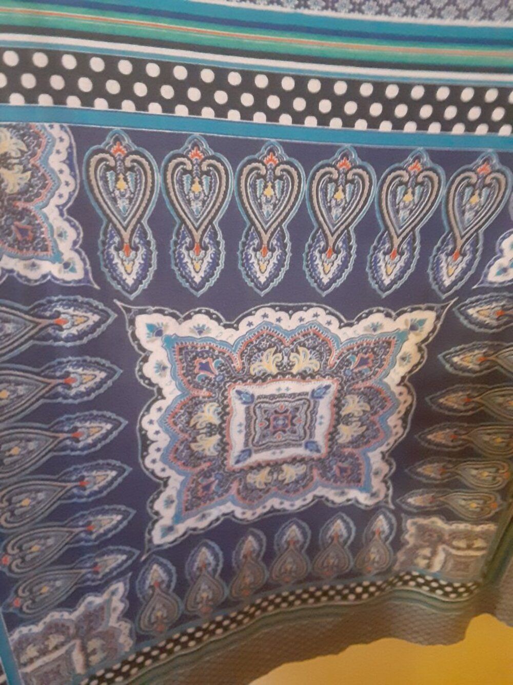 Liz Claiborne Plus Size 3X Boho Paisley Blouse Blue Medallion Tunic Top Flawless - Picture 8 of 10